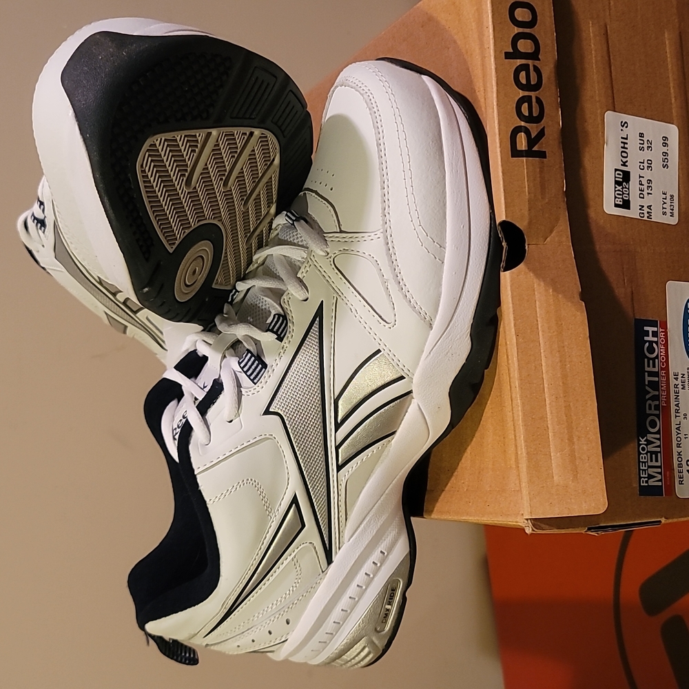 Mens Reebok Royal Trainer white/navy/silver 12 4E